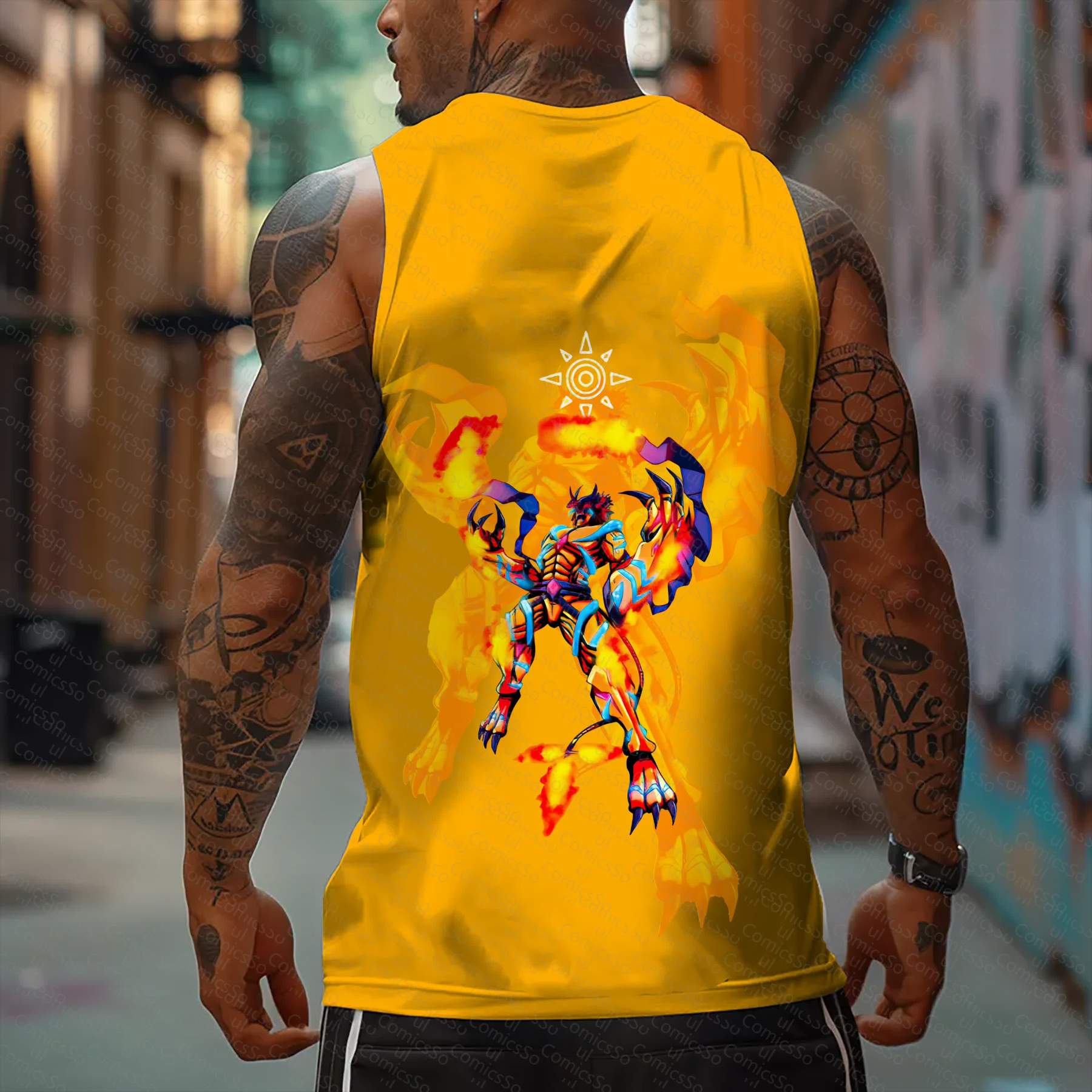 Oversized Anime Print Gym Tank Top