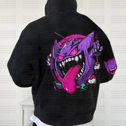 Unisex Anime Graphic Water wash Streetwear Vintage Hoodie