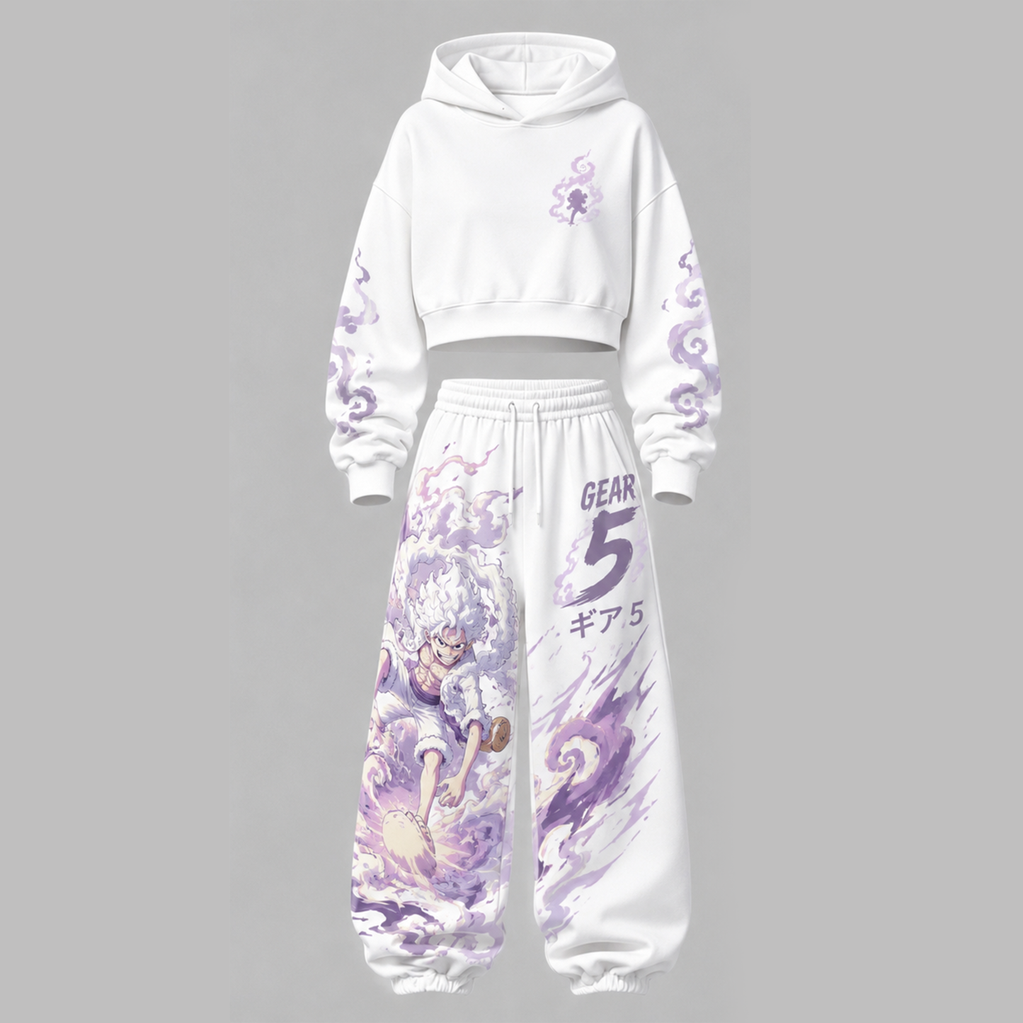 One Piece Cropped Long Sleeve Hoodie & High Waist Jogger Pants Two Piece