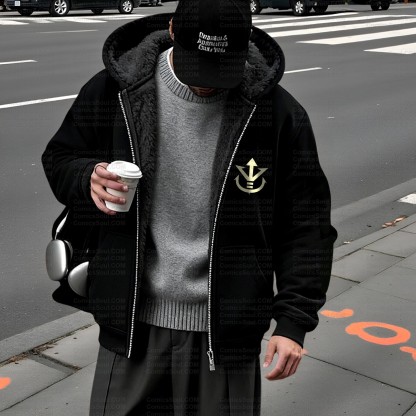 Unisex Graphic Streetwear Vintage Zipper Cardigan Plush Hoodid