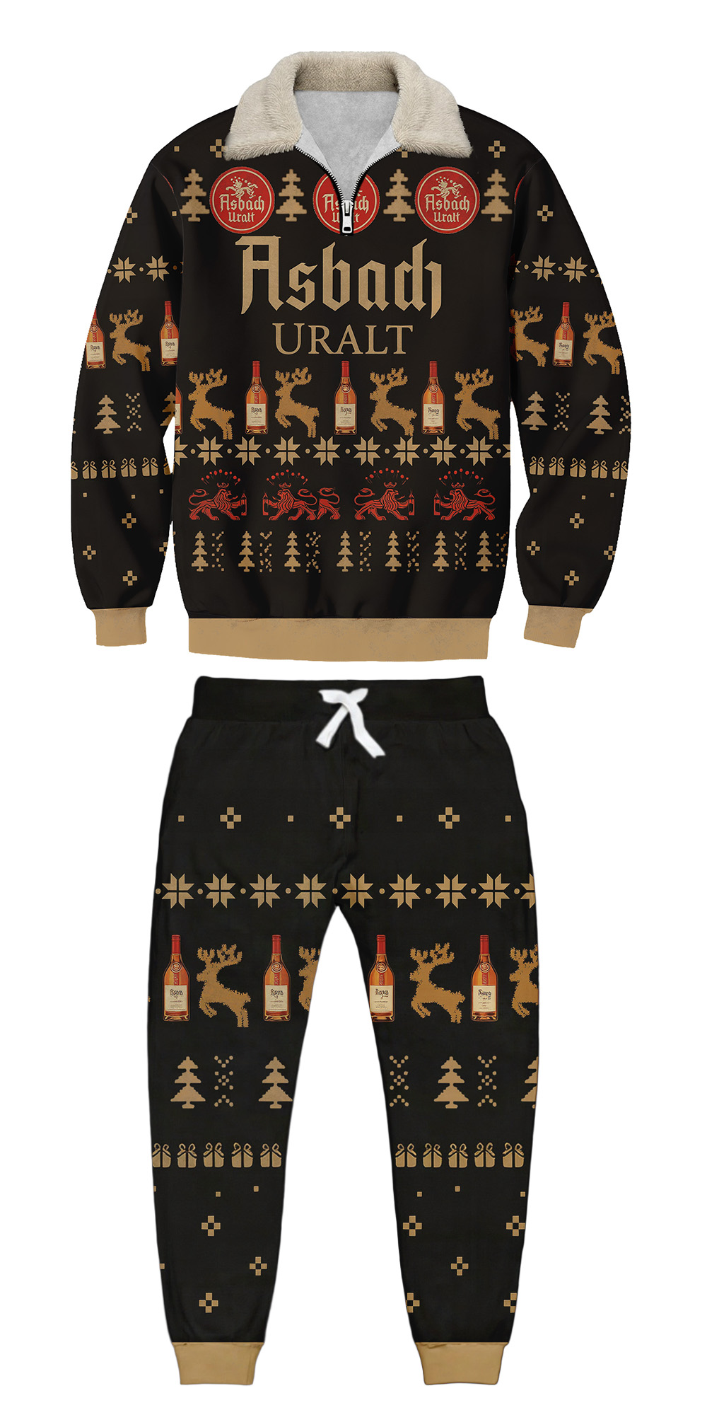 Unisex 3D Printed Asbach Uralt Ugly Christmas Sweatshirt Set