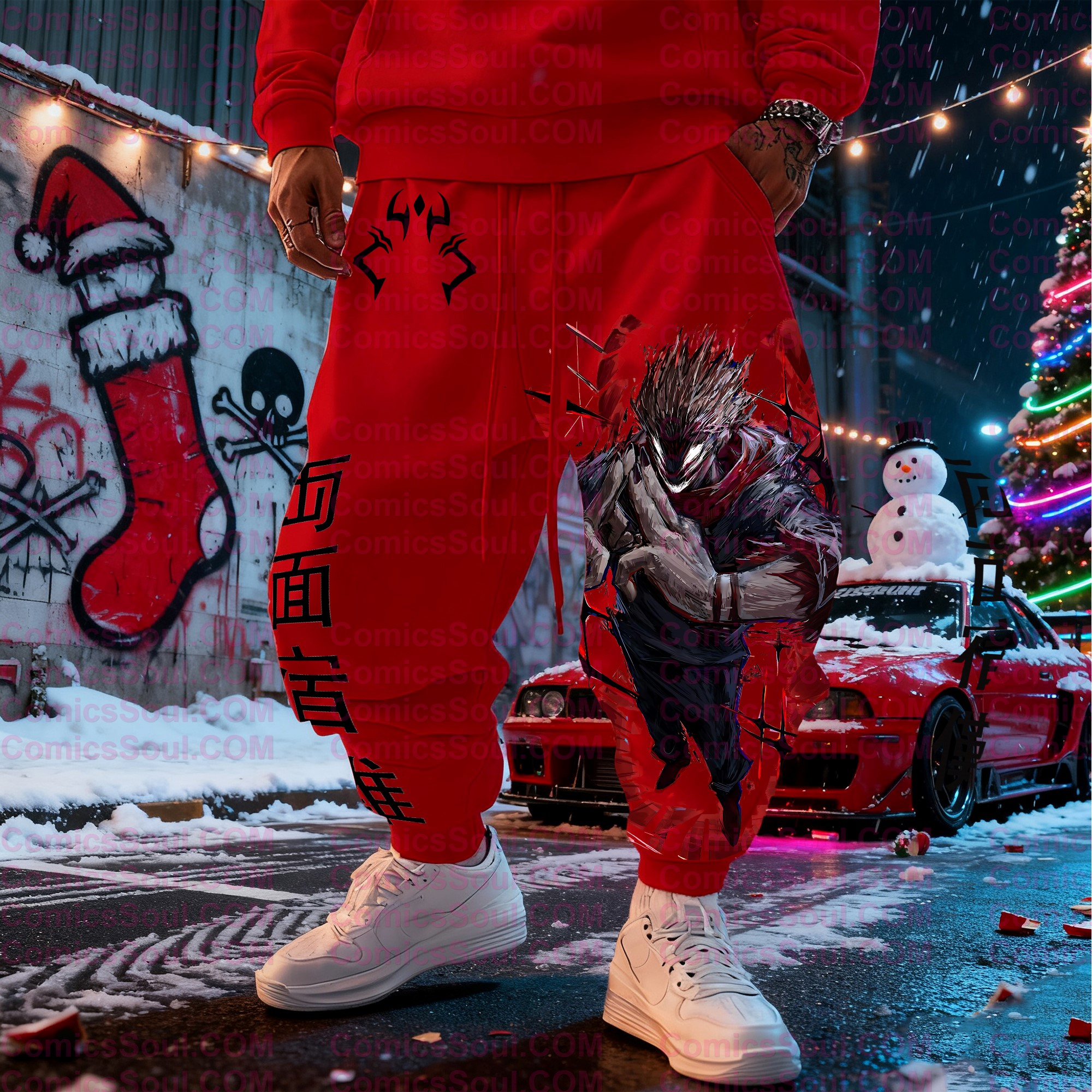 plus velvetUnisex Casual Anime Streetwear Pants