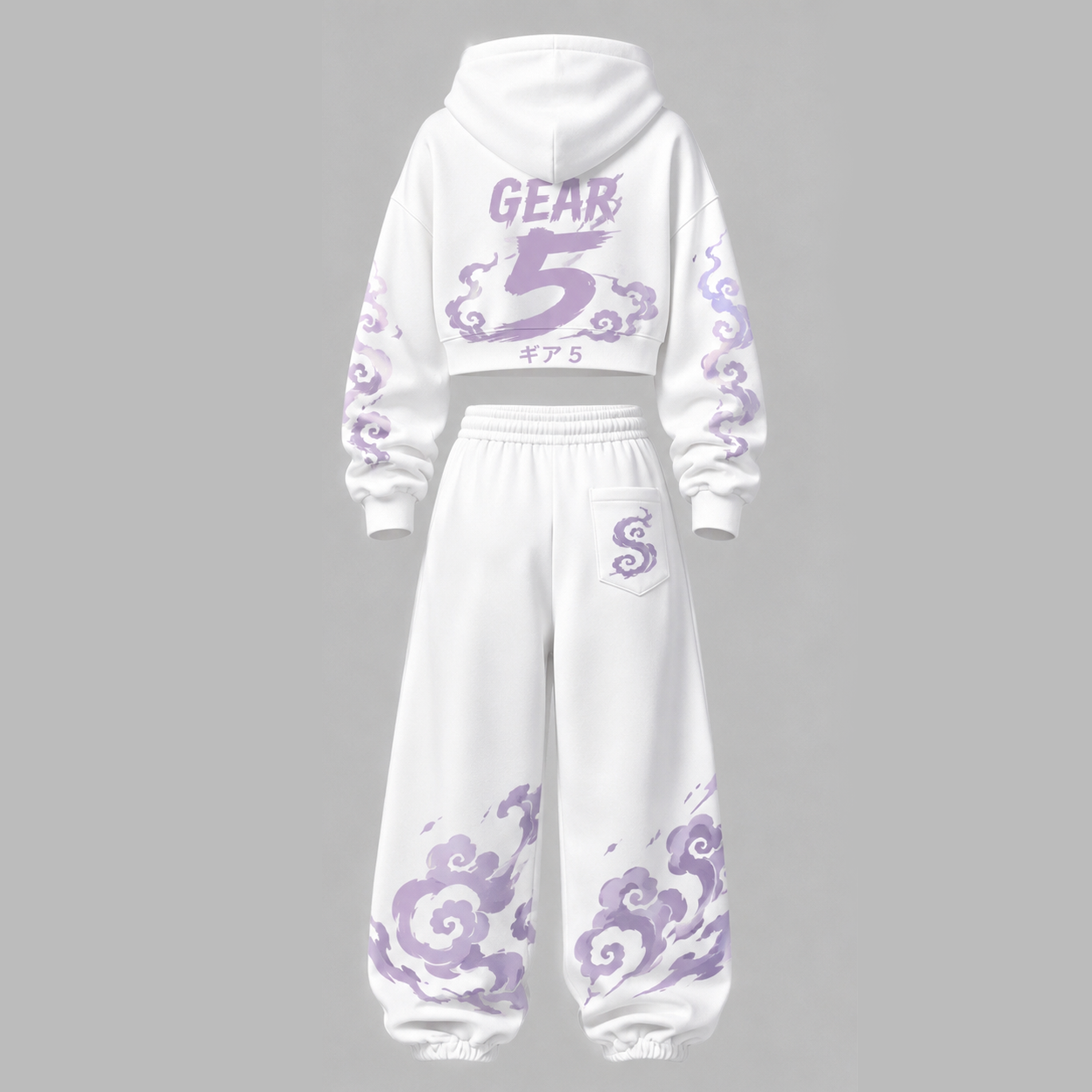 One Piece Cropped Long Sleeve Hoodie & High Waist Jogger Pants Two Piece