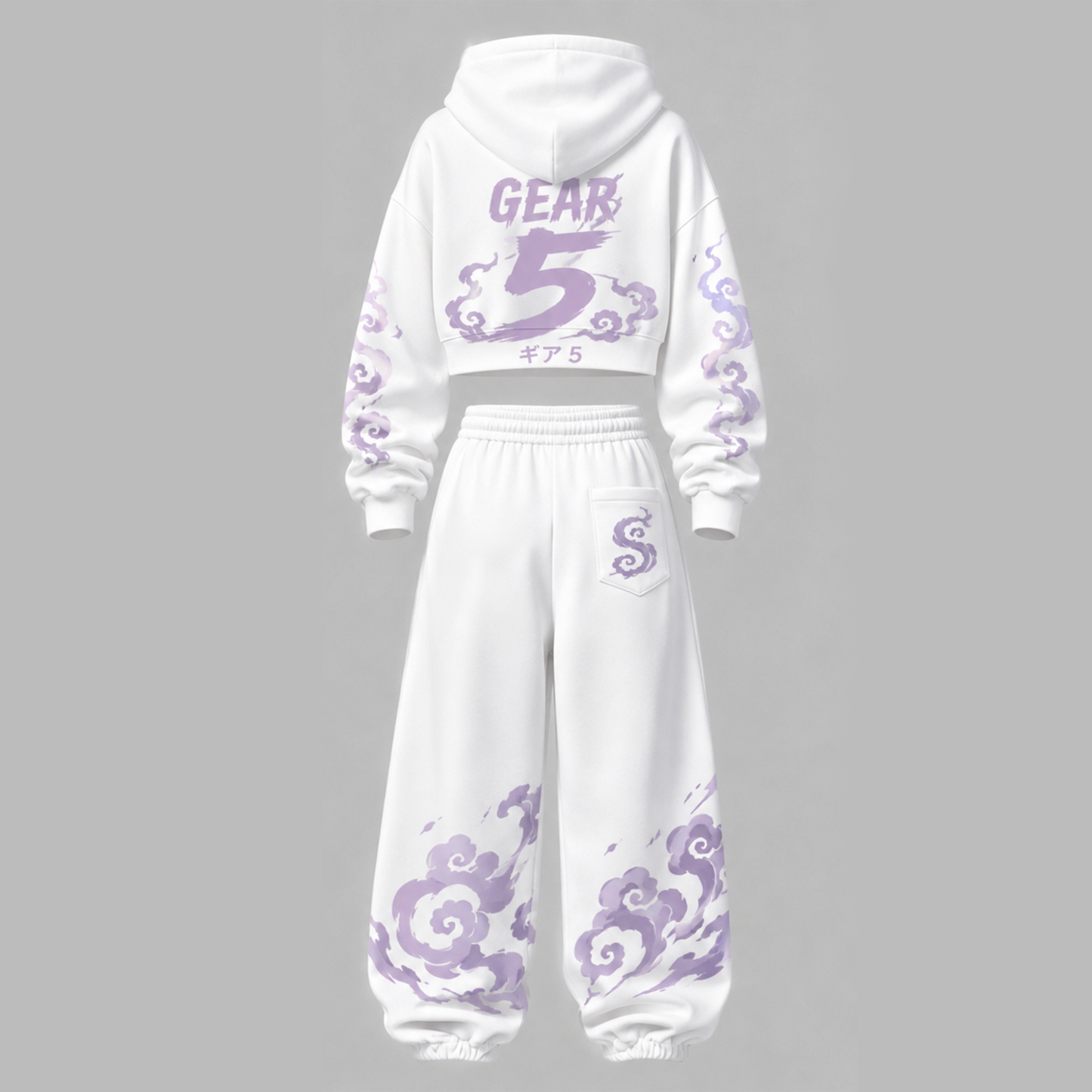 One Piece Cropped Long Sleeve Hoodie & High Waist Jogger Pants Two Piece