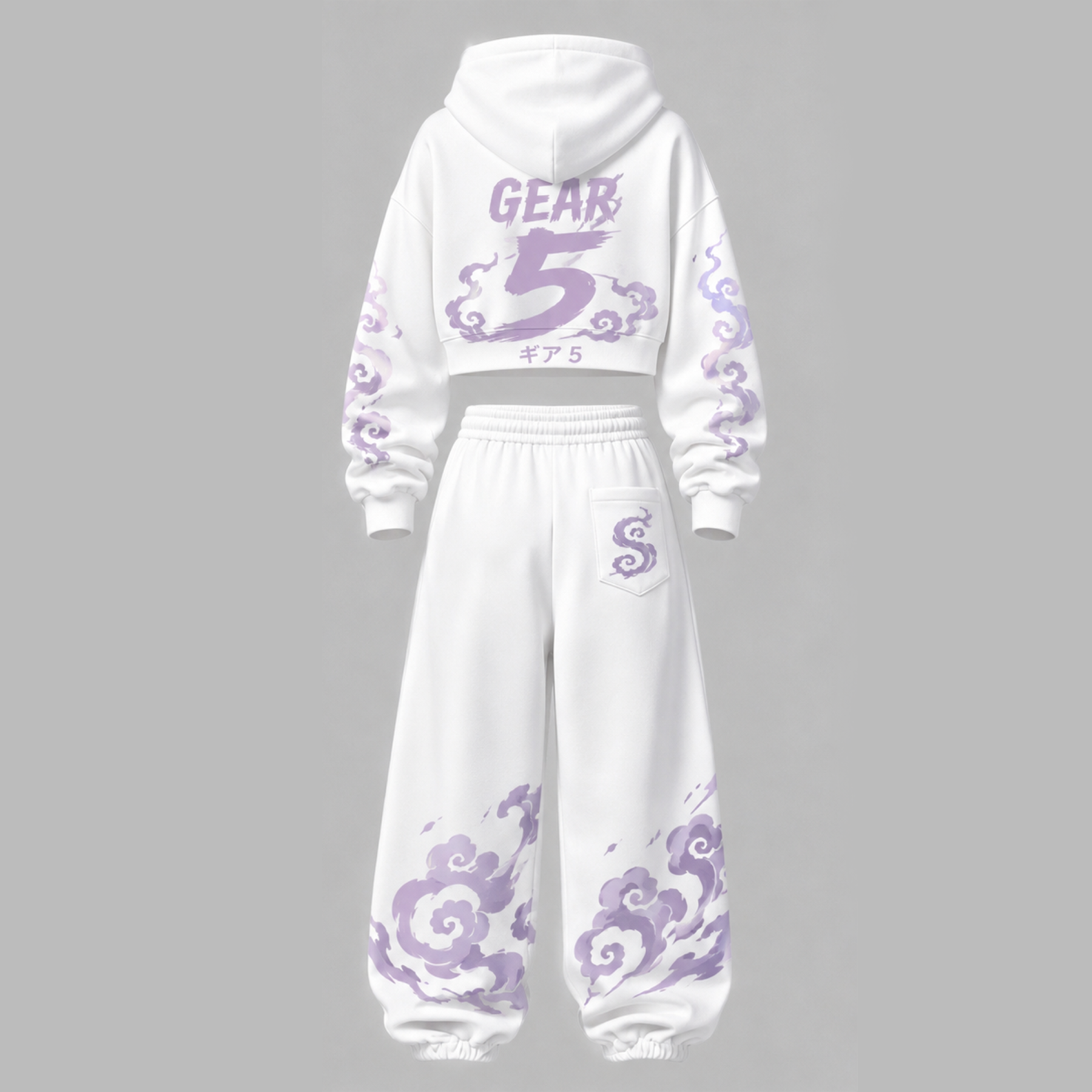 One Piece Cropped Long Sleeve Hoodie & High Waist Jogger Pants Two Piece