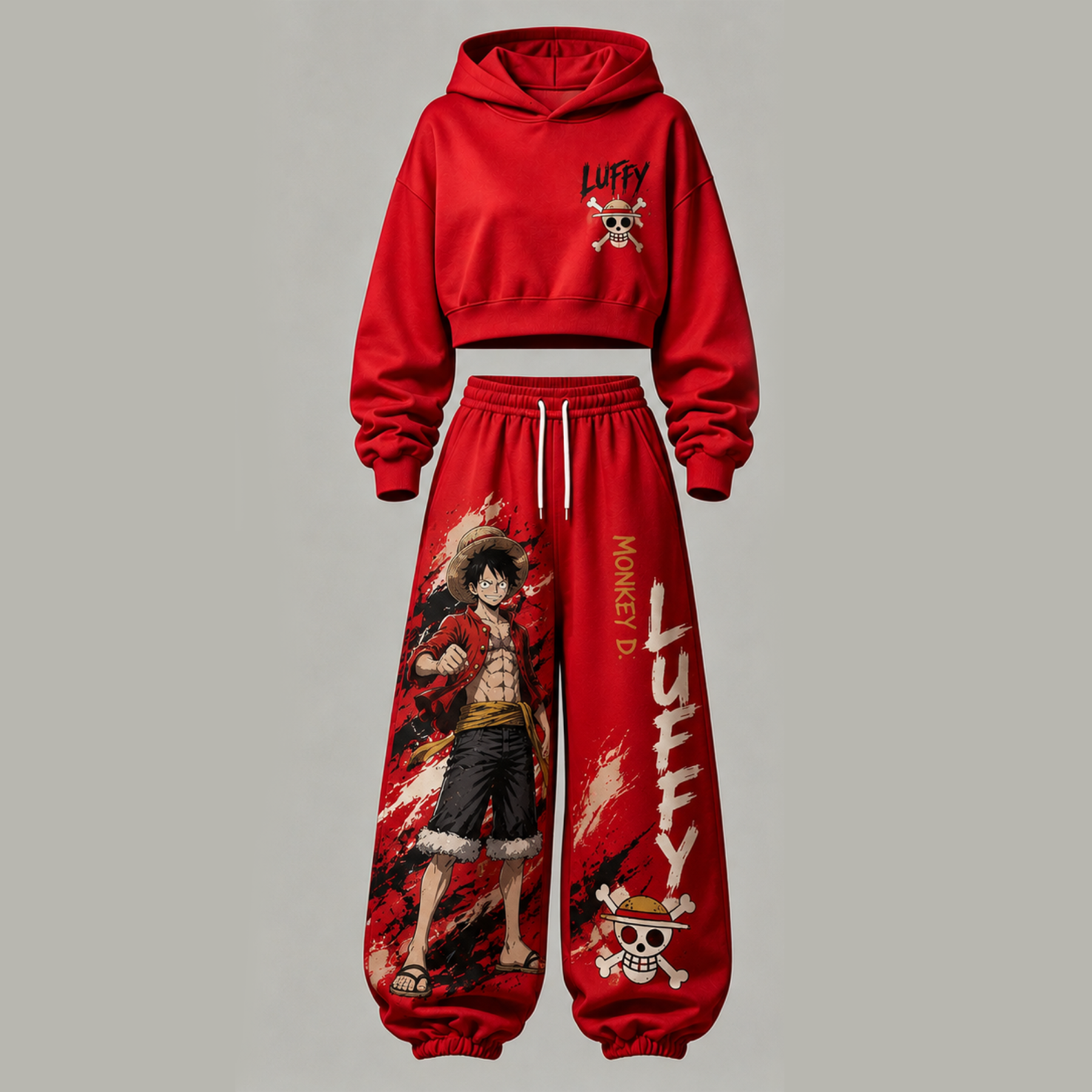 One Piece Cropped Long Sleeve Hoodie & High Waist Jogger Pants Two Piece