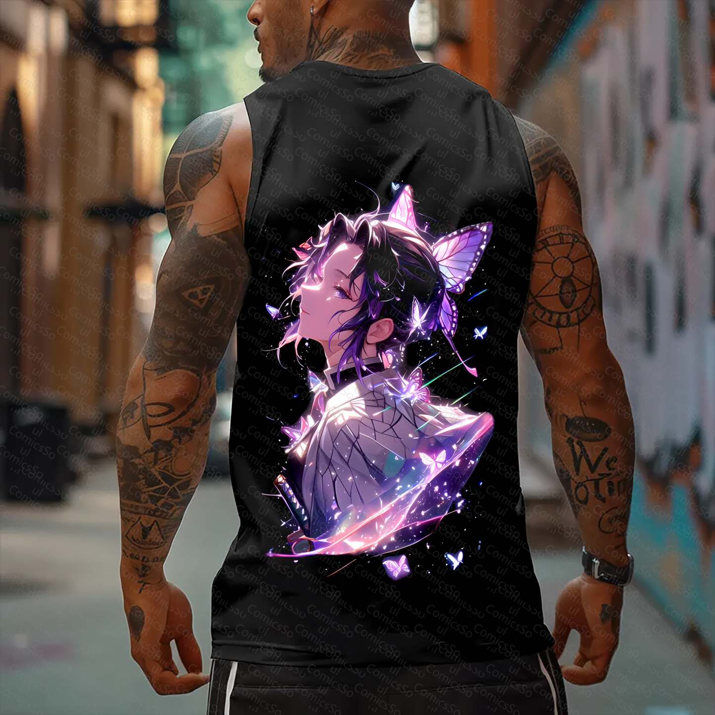 Oversized Anime Print Gym Tank Top