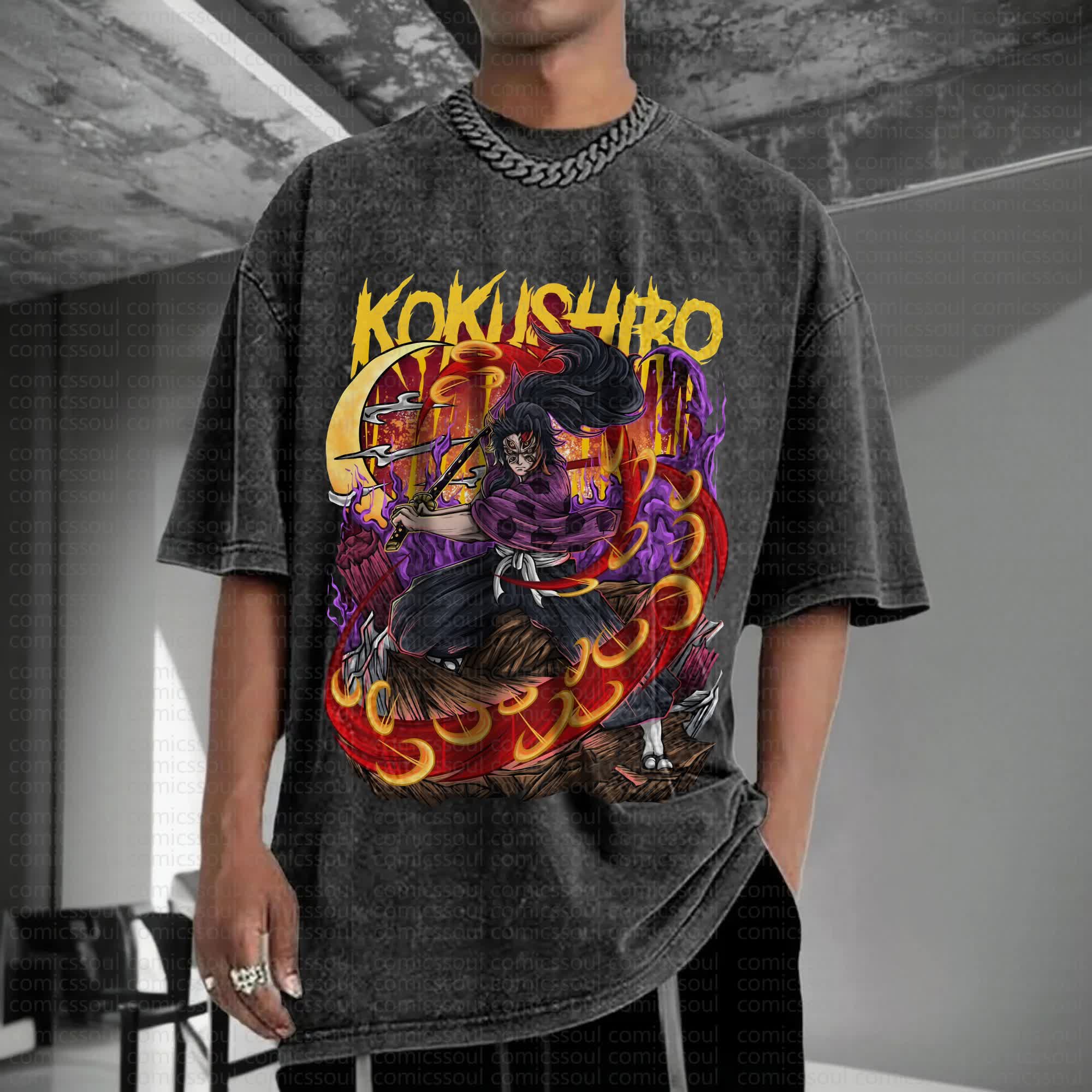 Unisex Anime Inspired Vintage Washed T-Shirt丨Demon Slayer