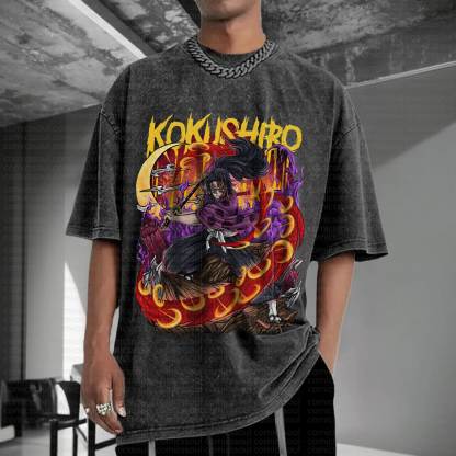 Unisex Anime Inspired Vintage Washed T-Shirt丨Demon Slayer
