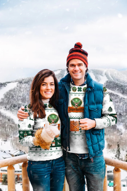 Unisex Christmas 1/4 Zip Stand Fleece Collar Thick Sweatshirt & Sweatpant