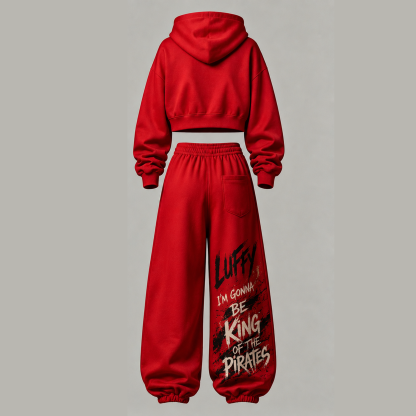 One Piece Cropped Long Sleeve Hoodie & High Waist Jogger Pants Two Piece