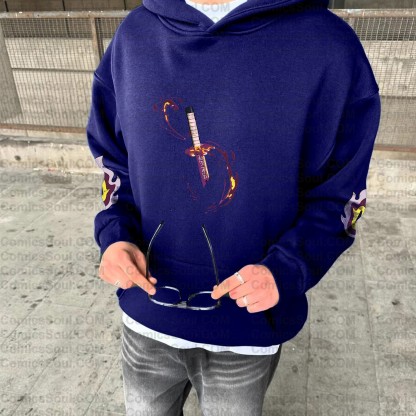 Plus Velvet Unisex Anime Graphic Streetwear Vintage Hoodie