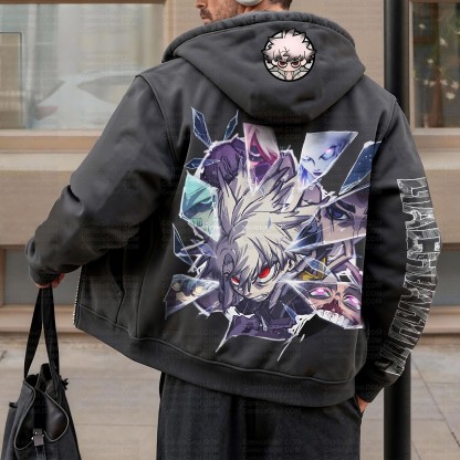 Unisex Graphic Streetwear Vintage Zipper Cardigan Plush Hoodie