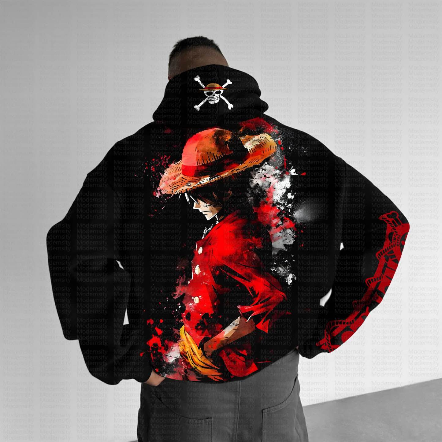 Unisex Anime Print Embroidered Casual Oversized Hoodie