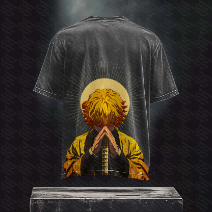 Unisex High Quality Inspired Vintage Washed 3D Direct Injection T-Shirt