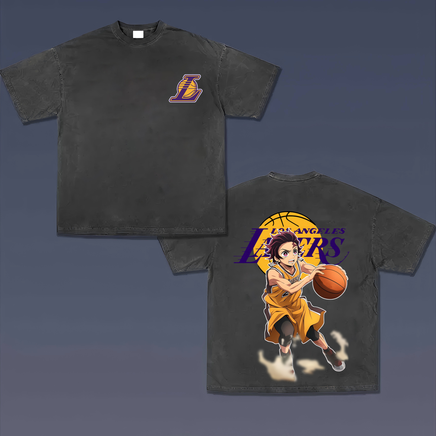 Unisex Vintage Tee丨Lakers X Demon Slayer Tee