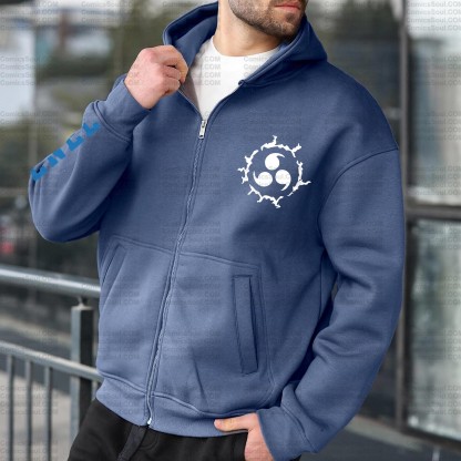 Unisex Graphic Streetwear Vintage Zipper Cardigan Plush Hoodie