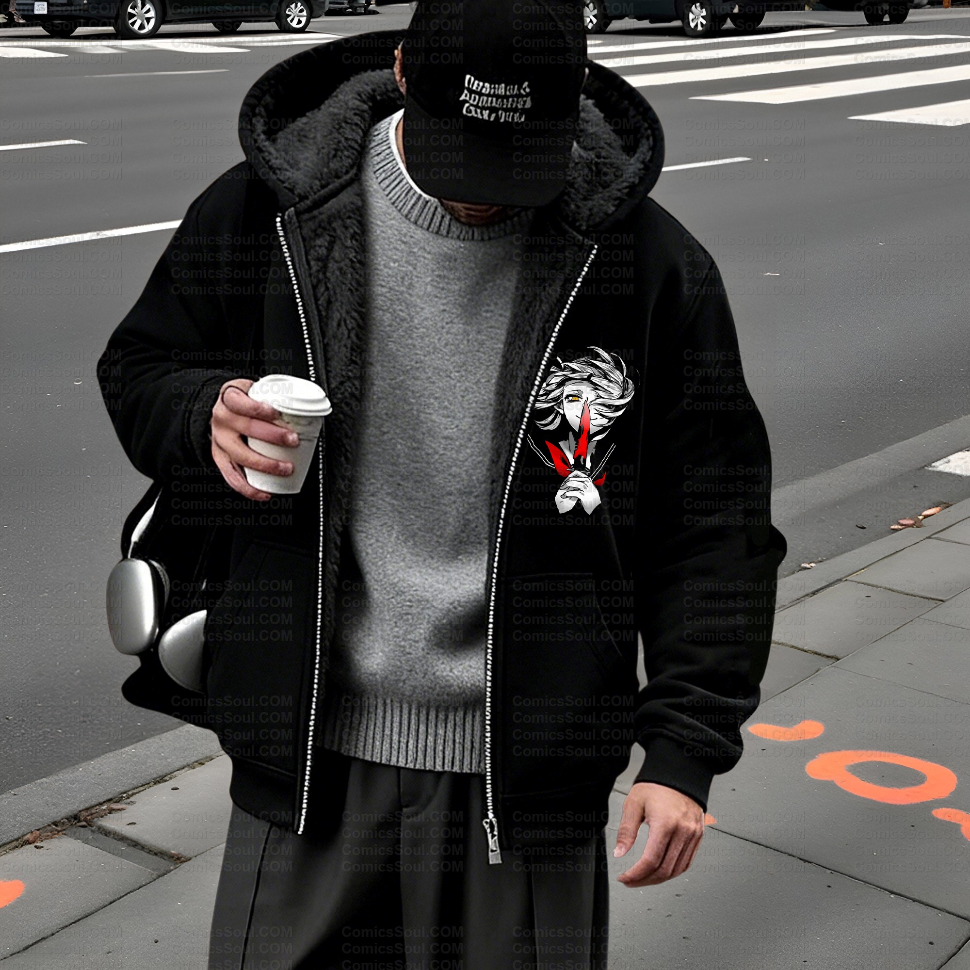 Unisex Graphic Streetwear Vintage Zipper Cardigan Plush Hoodie