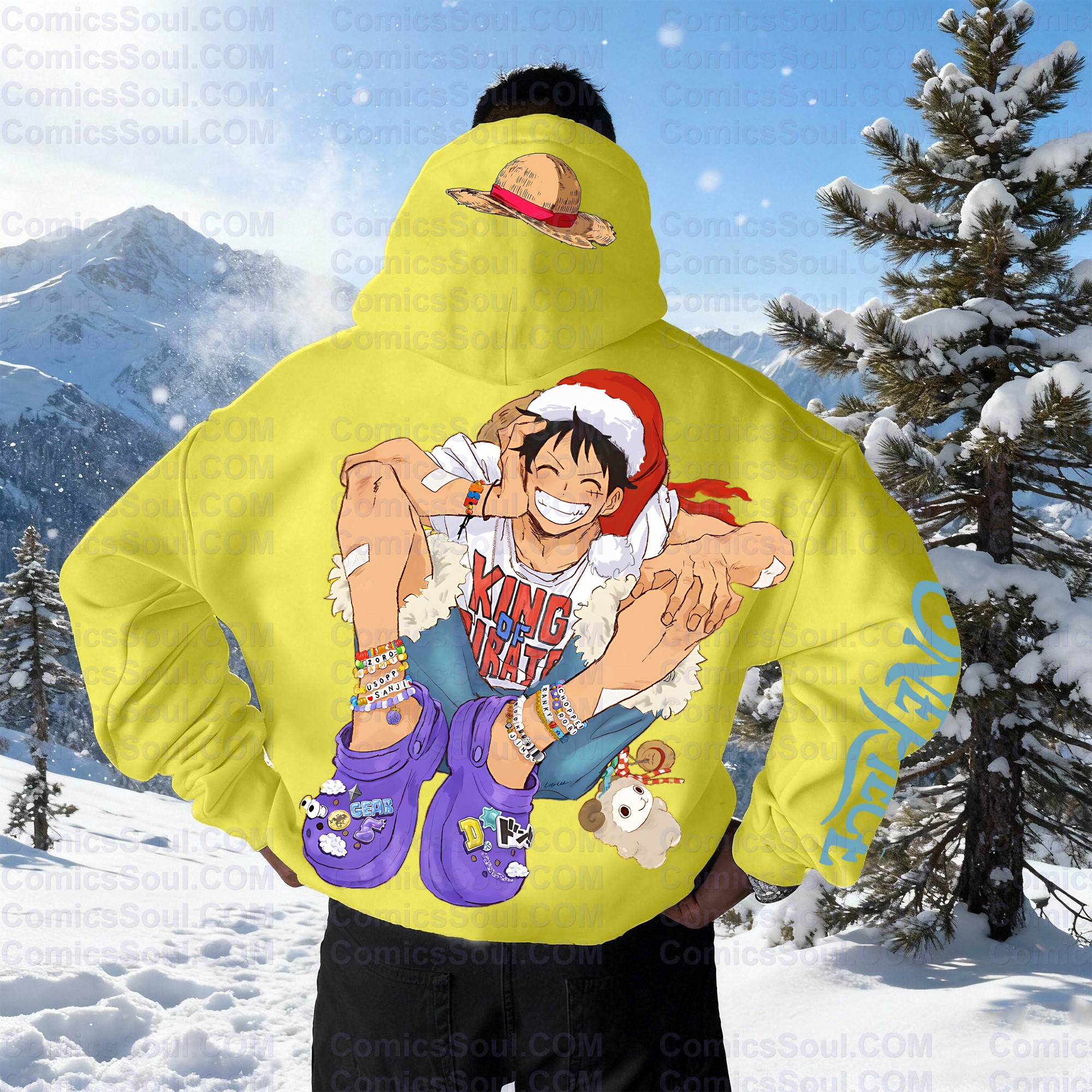 Plus Velvet Unisex Anime Graphic Streetwear Vintage Hoodieluffy