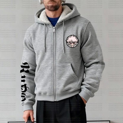 Unisex Graphic Streetwear Vintage Zipper Cardigan Plush Hoodie