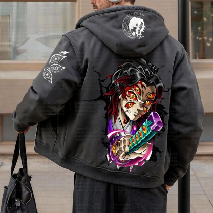 Unisex Graphic Streetwear Vintage Zipper Cardigan Plush Hoodie