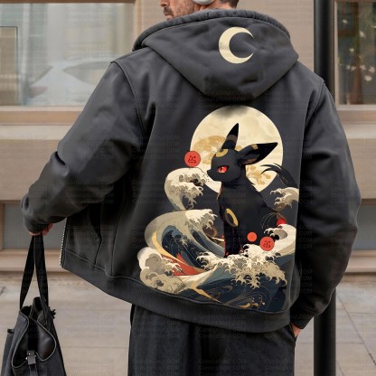 Unisex Graphic Streetwear Vintage Zipper Cardigan Plush Hoodie