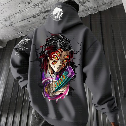 Plus Velvet Unisex Anime Graphic Streetwear Vintage Hoodie