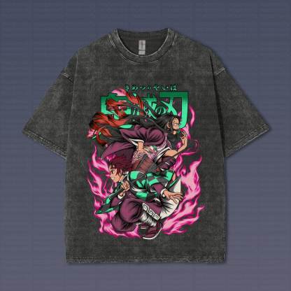 Unisex Anime Inspired Vintage T-Shirt丨Demon Slayer