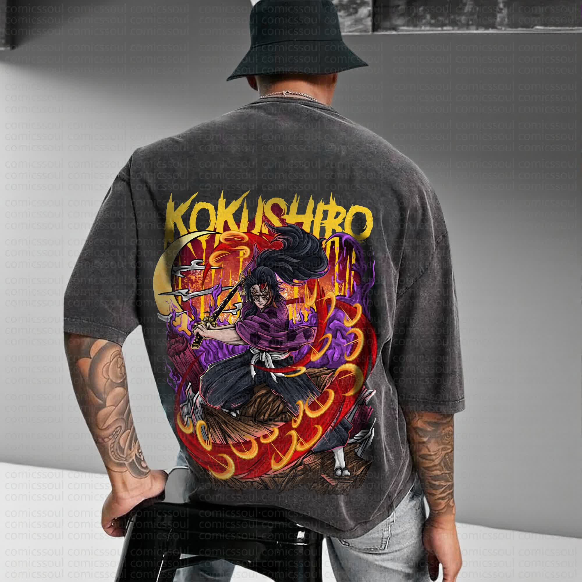 Unisex Anime Inspired Vintage Washed T-Shirt丨Demon Slayer