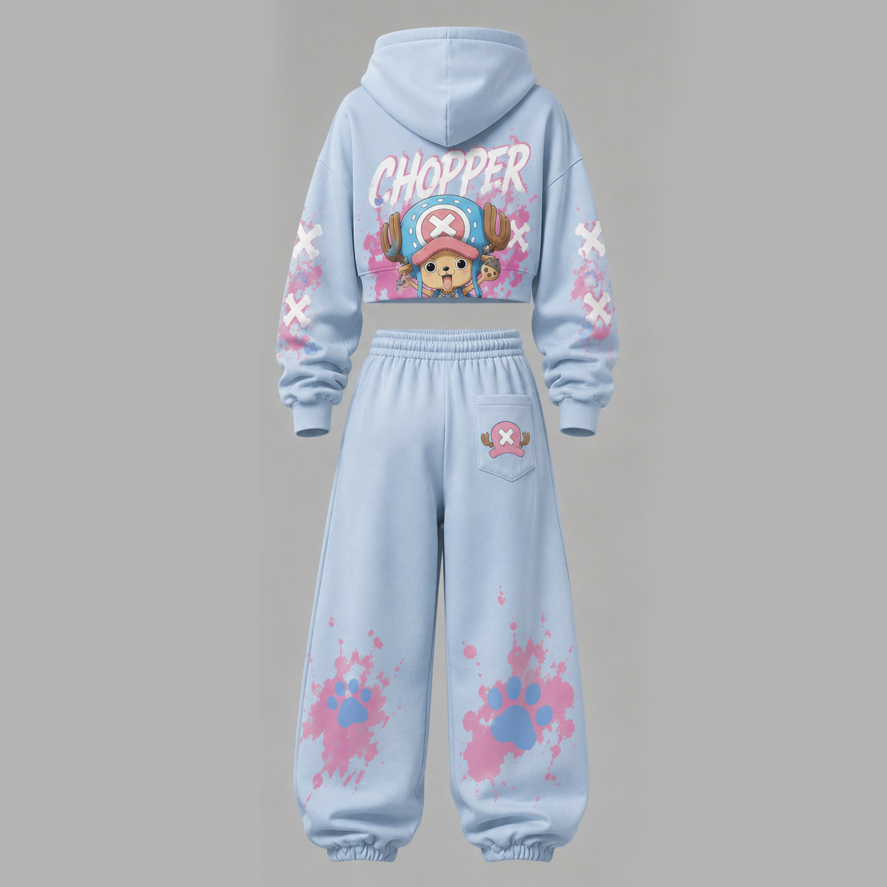 One Piece Cropped Long Sleeve Hoodie & High Waist Jogger Pants Two Piece