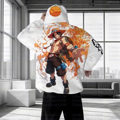 Plus Velvet Unisex Anime Graphic Streetwear Vintage Hoodieluffy