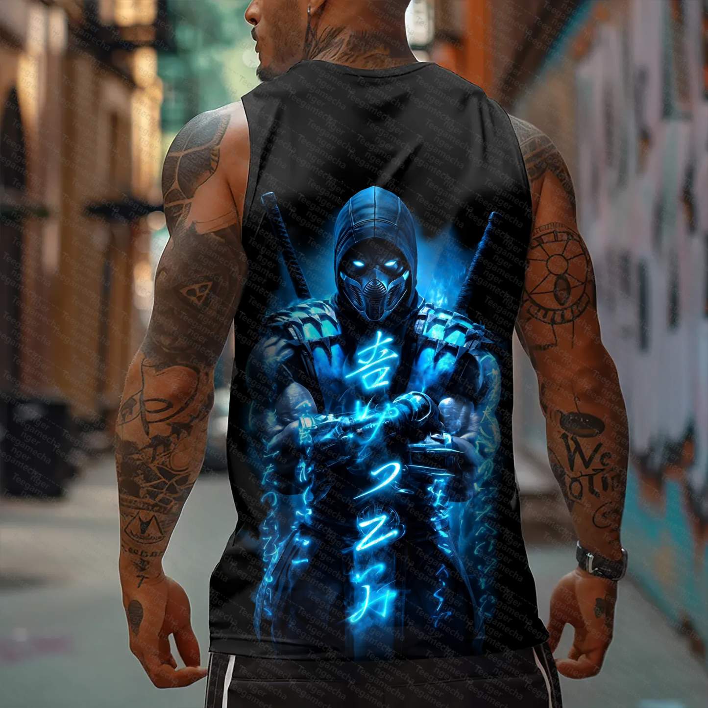 Oversized Anime Print Gym Tank Top