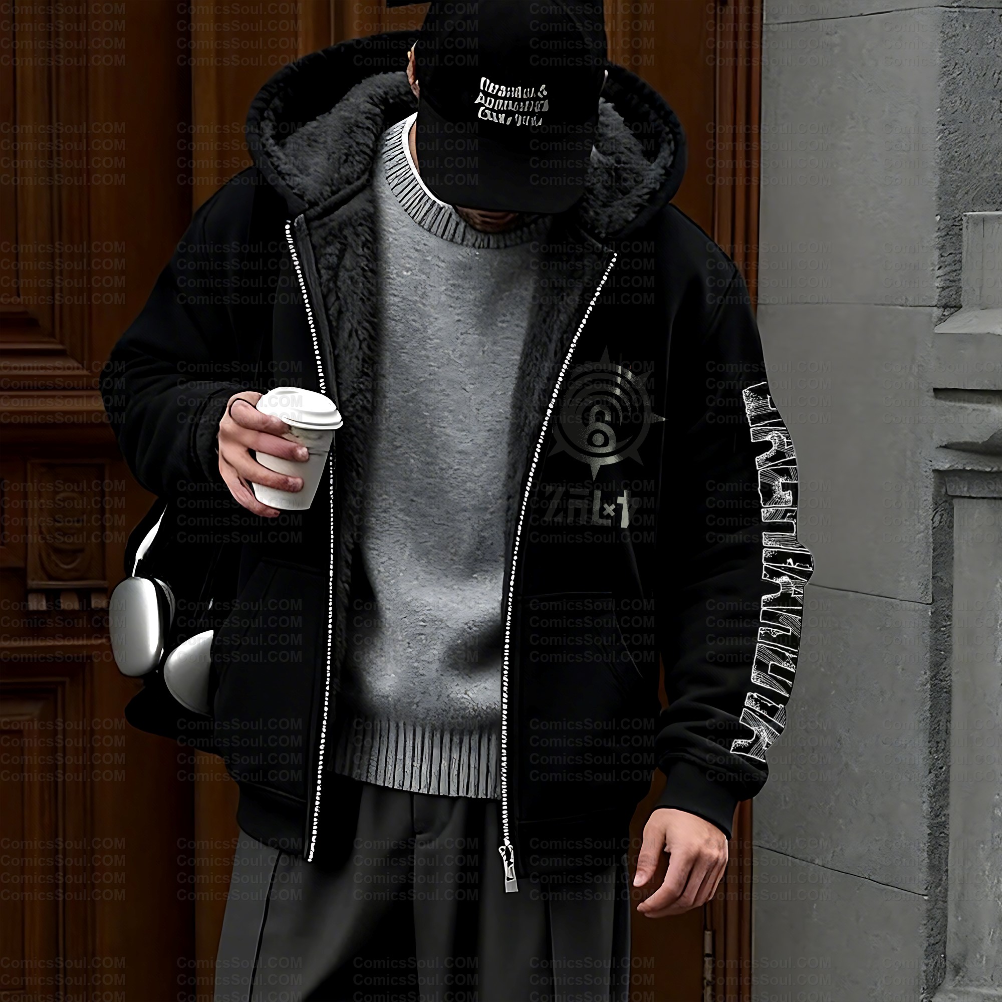 Unisex Graphic Streetwear Vintage Zipper Cardigan Plush Hoodie