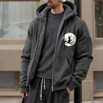 Unisex Graphic Streetwear Vintage Zipper Cardigan Plush Hoodie