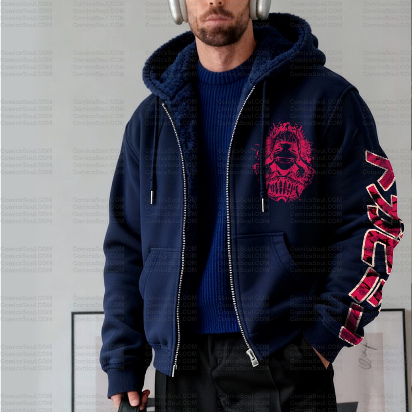 Unisex Graphic Streetwear Vintage Zipper Cardigan Plush Hoodie