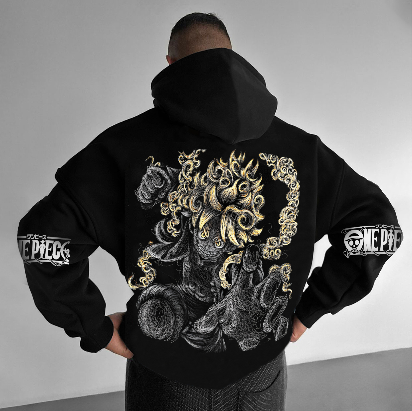 Unisex Anime Print Embroidered Casual Oversized Hoodie