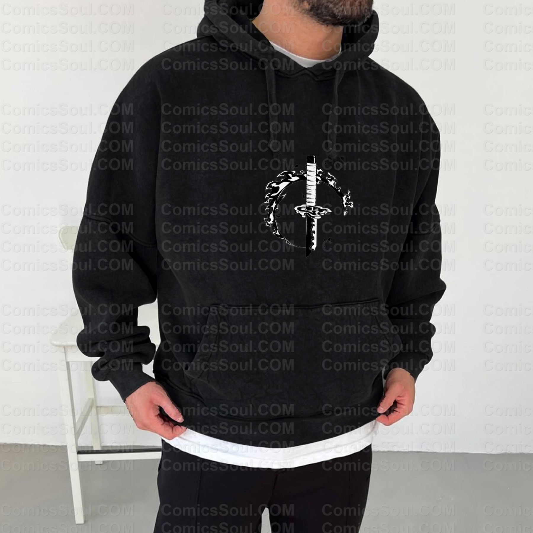 Vintage 3D Direct Inkjet Printed Washed Unisex Plush Hoodie
