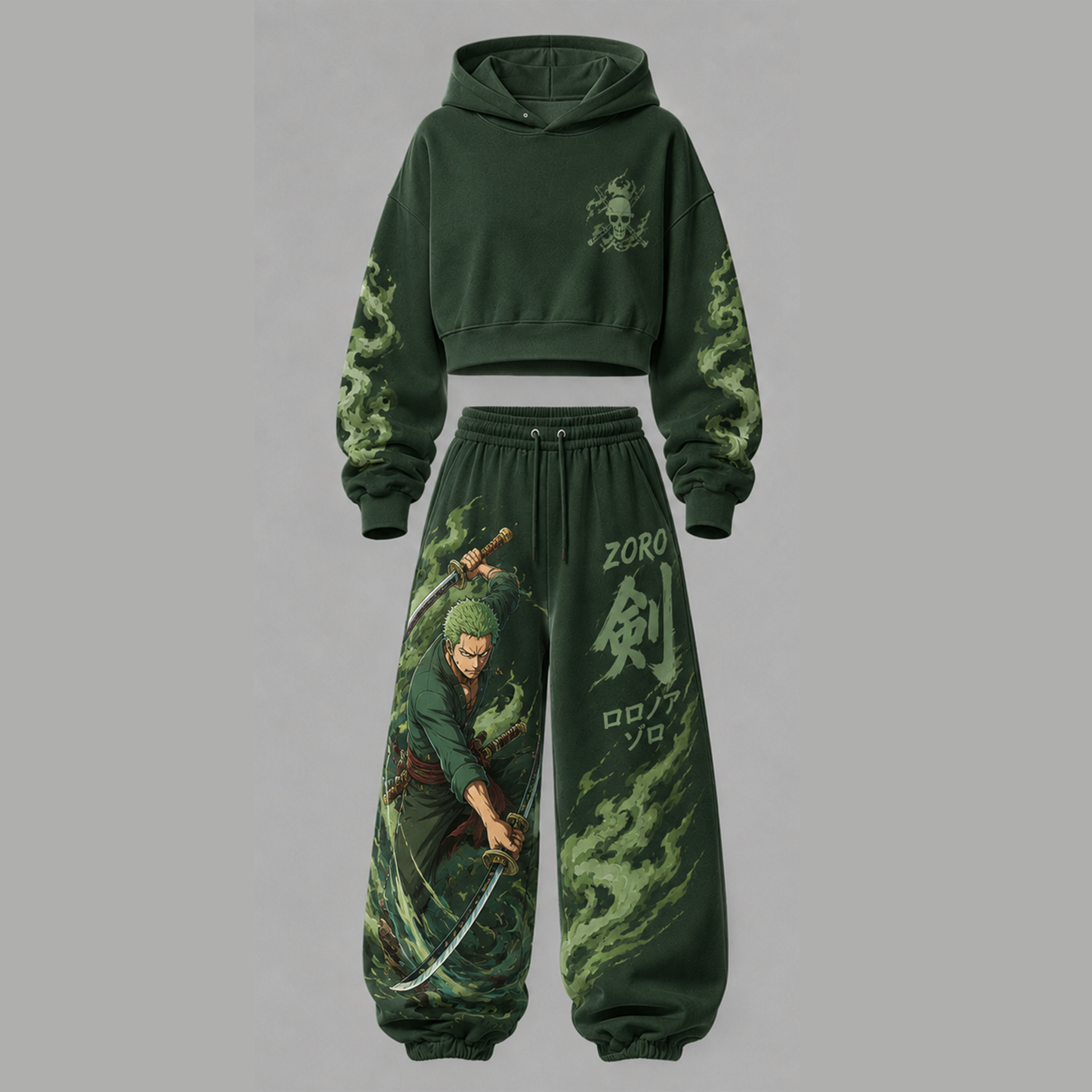 One Piece Cropped Long Sleeve Hoodie & High Waist Jogger Pants Two Piece