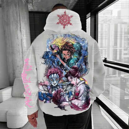 Plus Velvet Unisex Anime Graphic Streetwear Vintage Hoodie