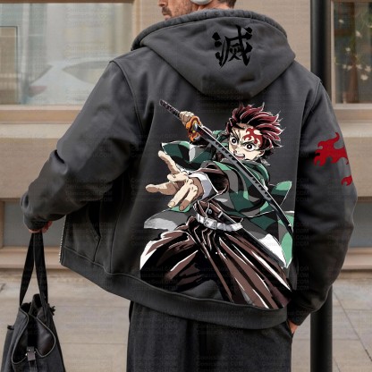 Unisex Graphic Streetwear Vintage Zipper Cardigan Plush Hoodie