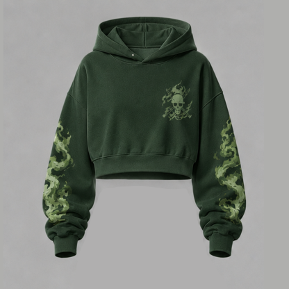 One Piece Cropped Long Sleeve Hoodie & High Waist Jogger Pants Two Piece