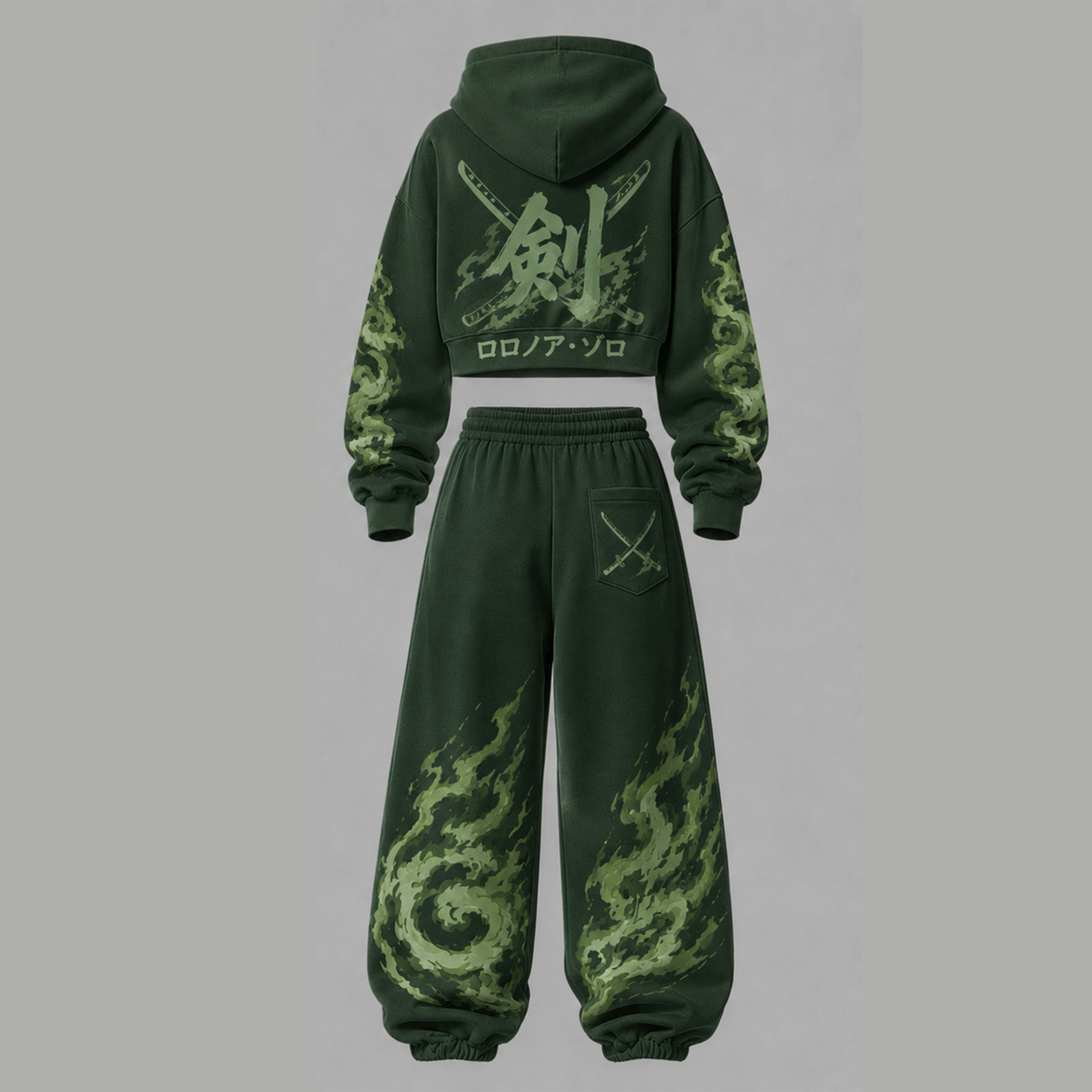 One Piece Cropped Long Sleeve Hoodie & High Waist Jogger Pants Two Piece