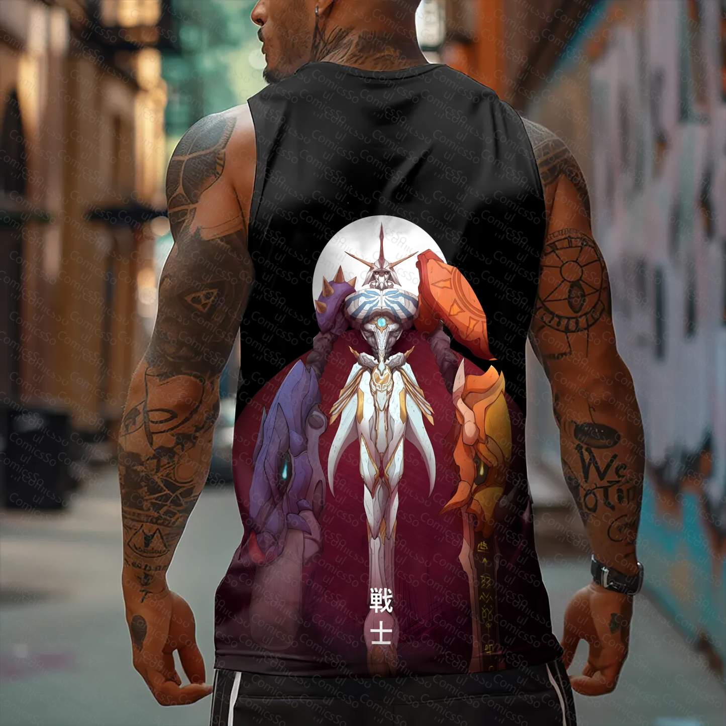 Oversized Anime Print Gym Tank Top