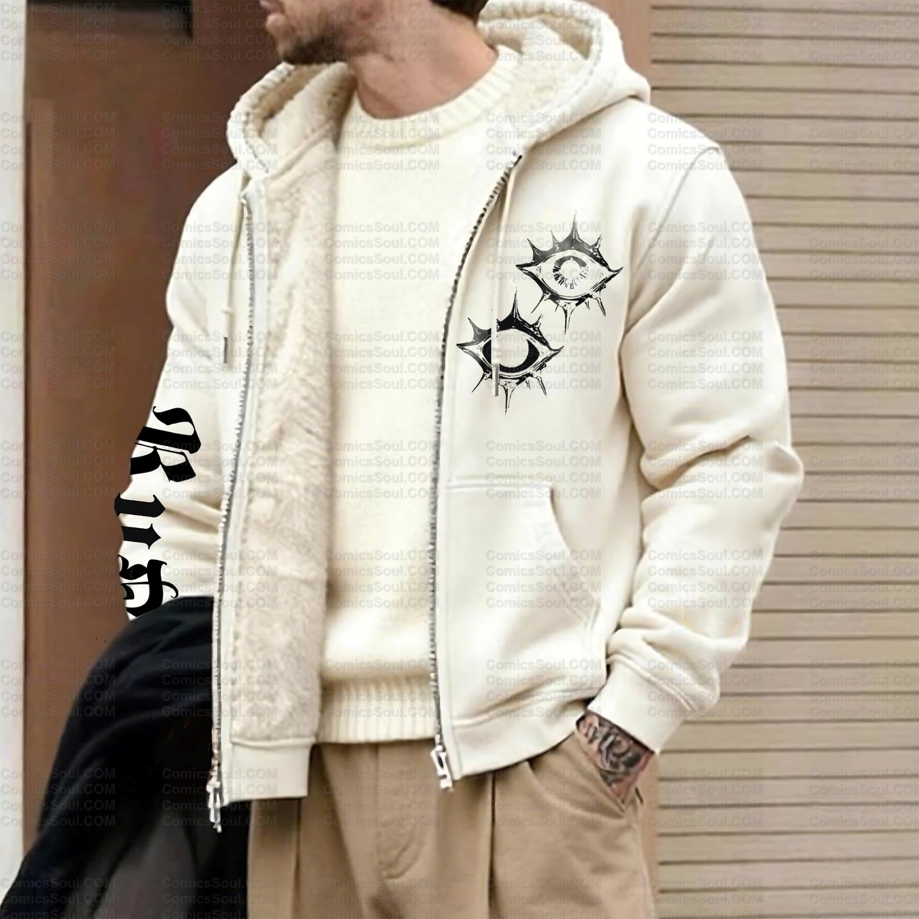 Unisex Graphic Streetwear Vintage Zipper Cardigan Plush Hoodie