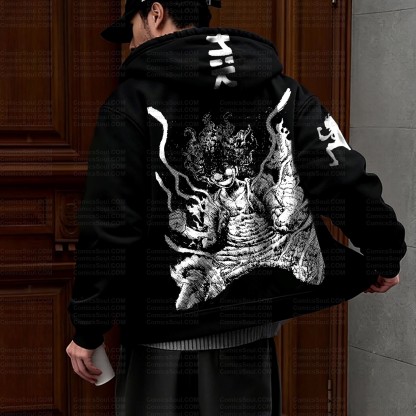 Unisex Graphic Streetwear Vintage Zipper Cardigan Plush Hoodie