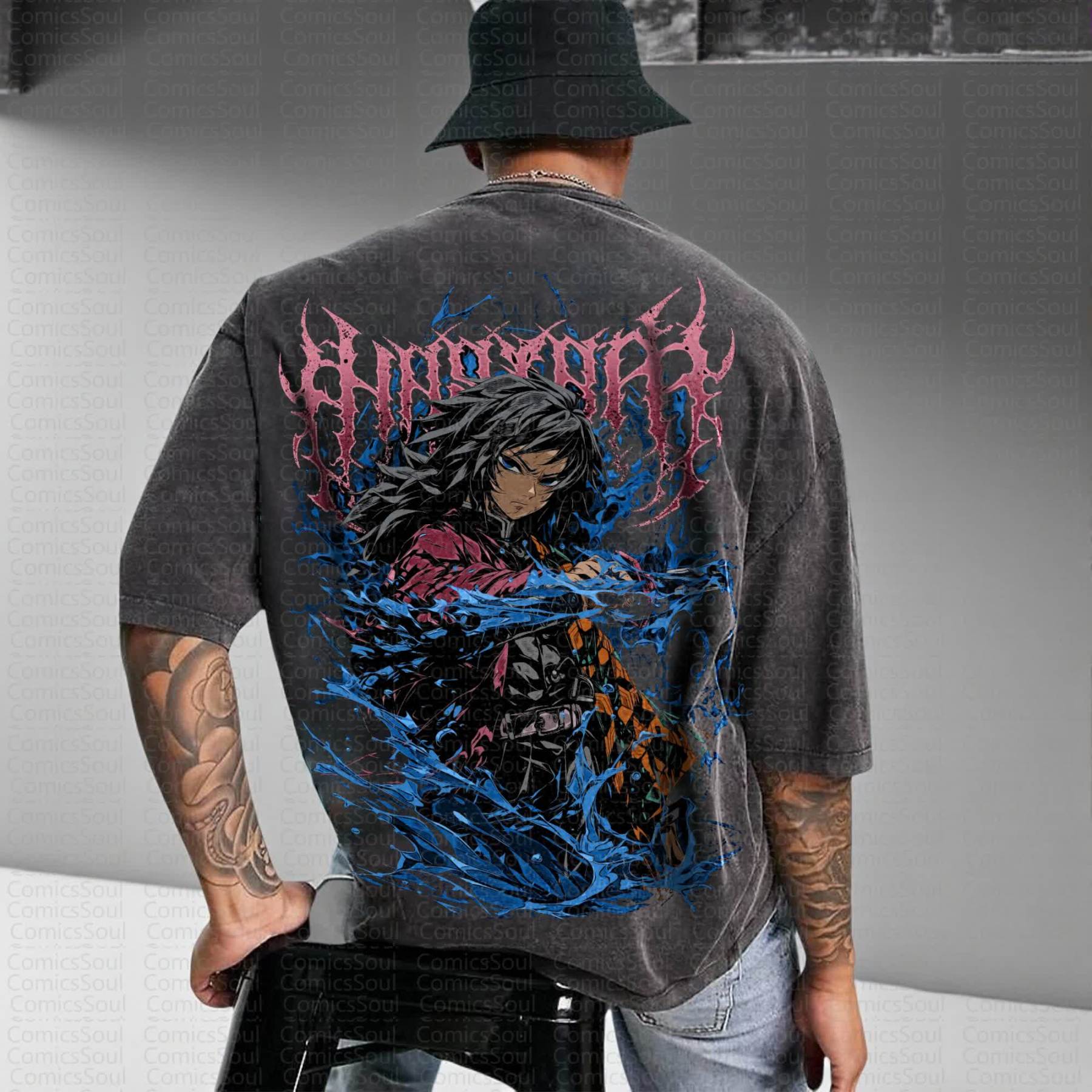 Unisex Anime Inspired Vintage T-Shirt丨Demon Slayer X Pokémon