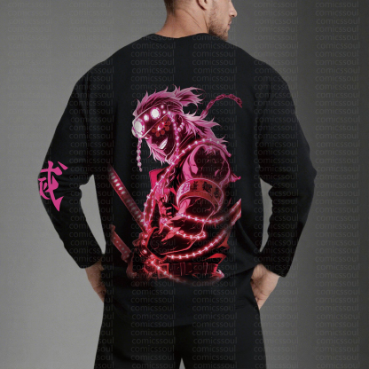 Unisex “Demon Slayer” Anime Graphic Streetwear Vintage Long-Sleeved T-shirt