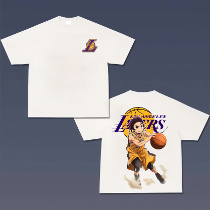 Unisex Vintage Tee丨Lakers X Demon Slayer Tee