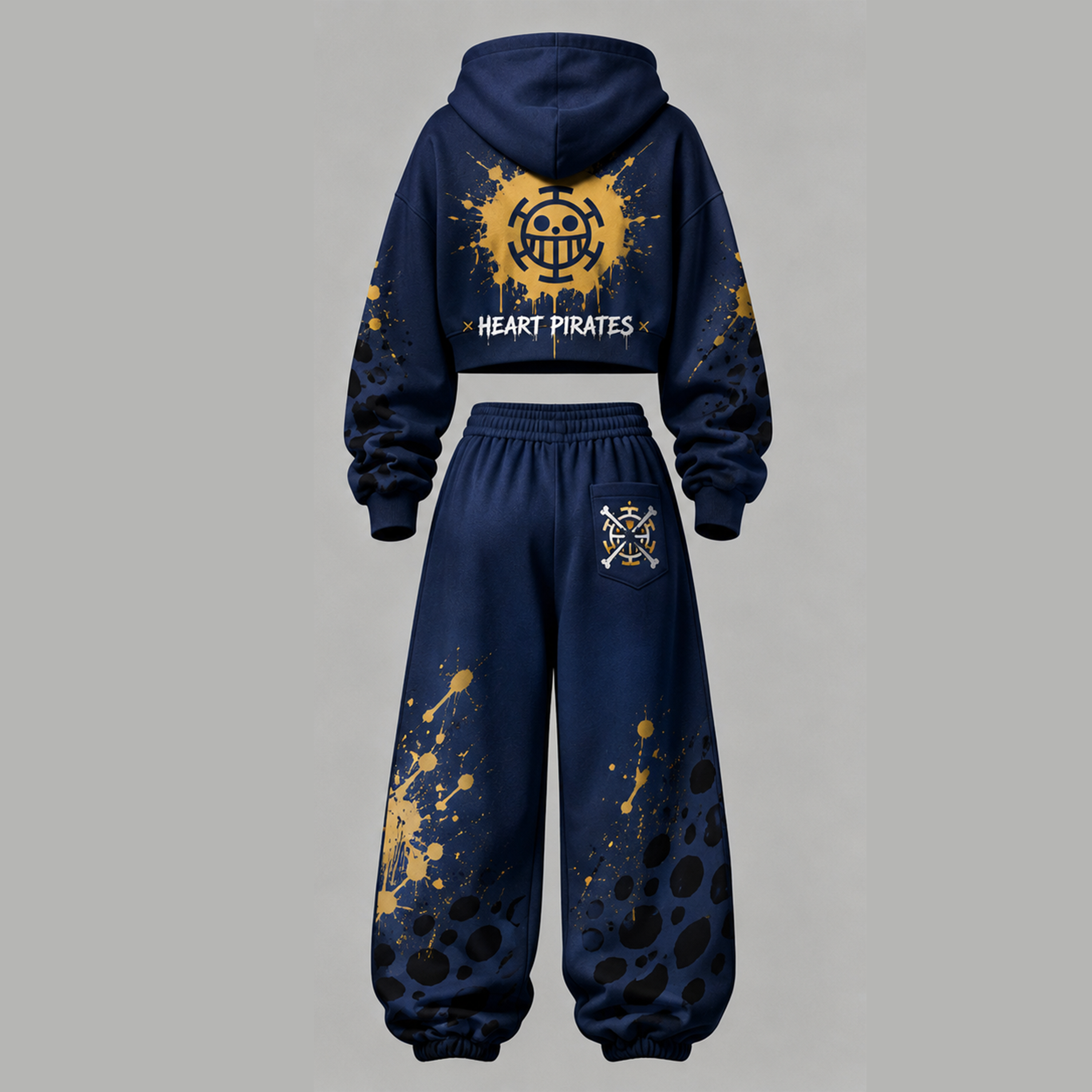 One Piece Cropped Long Sleeve Hoodie & High Waist Jogger Pants Two Piece