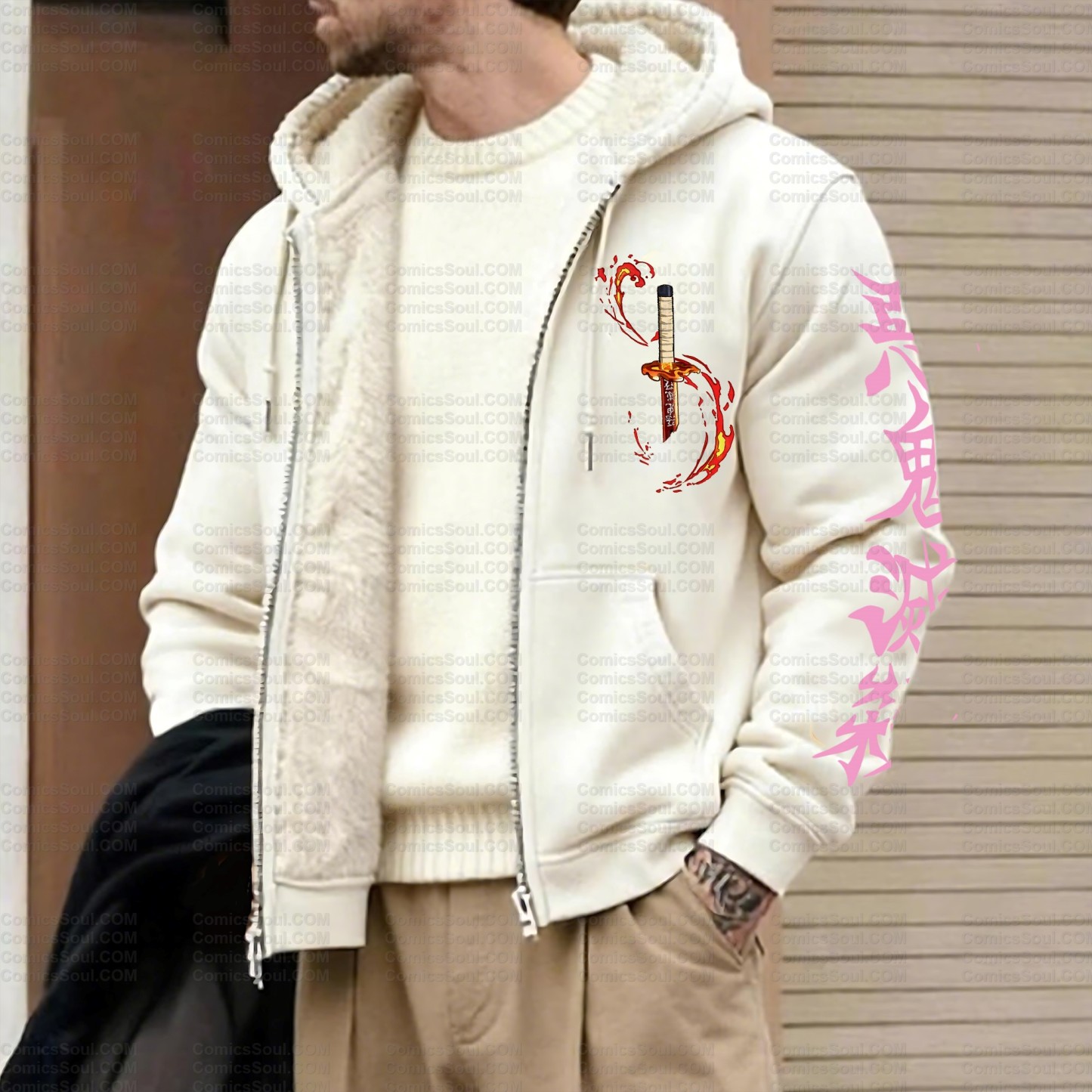 Unisex Graphic Streetwear Vintage Zipper Cardigan Plush Hoodie